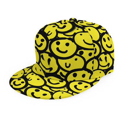 Graffiti Happy Emoji Pattern Print Snapback Cap