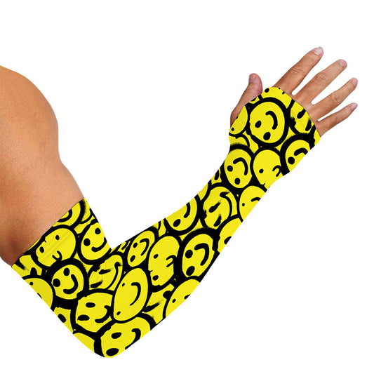 Graffiti Happy Emoji Pattern Print Sun Protection Arm Sleeves