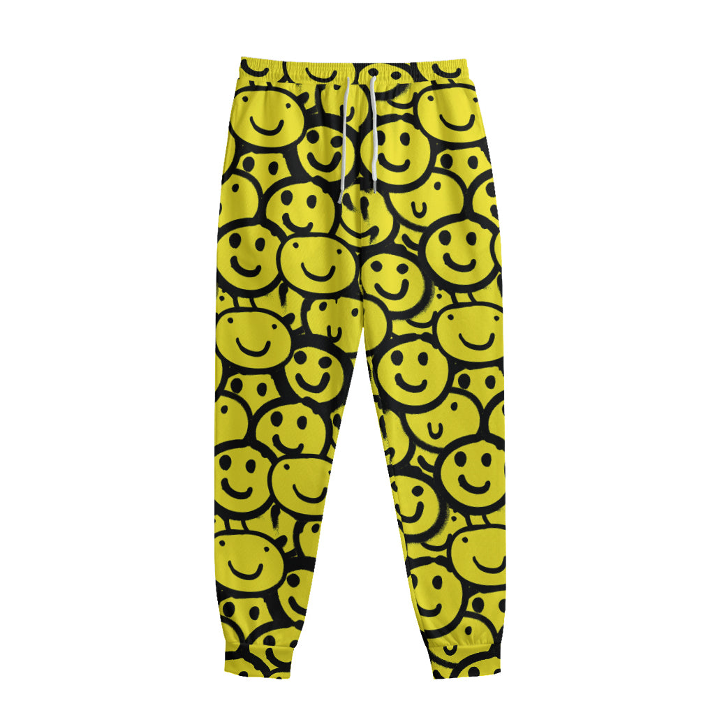 Graffiti Happy Emoji Pattern Print Sweatpants