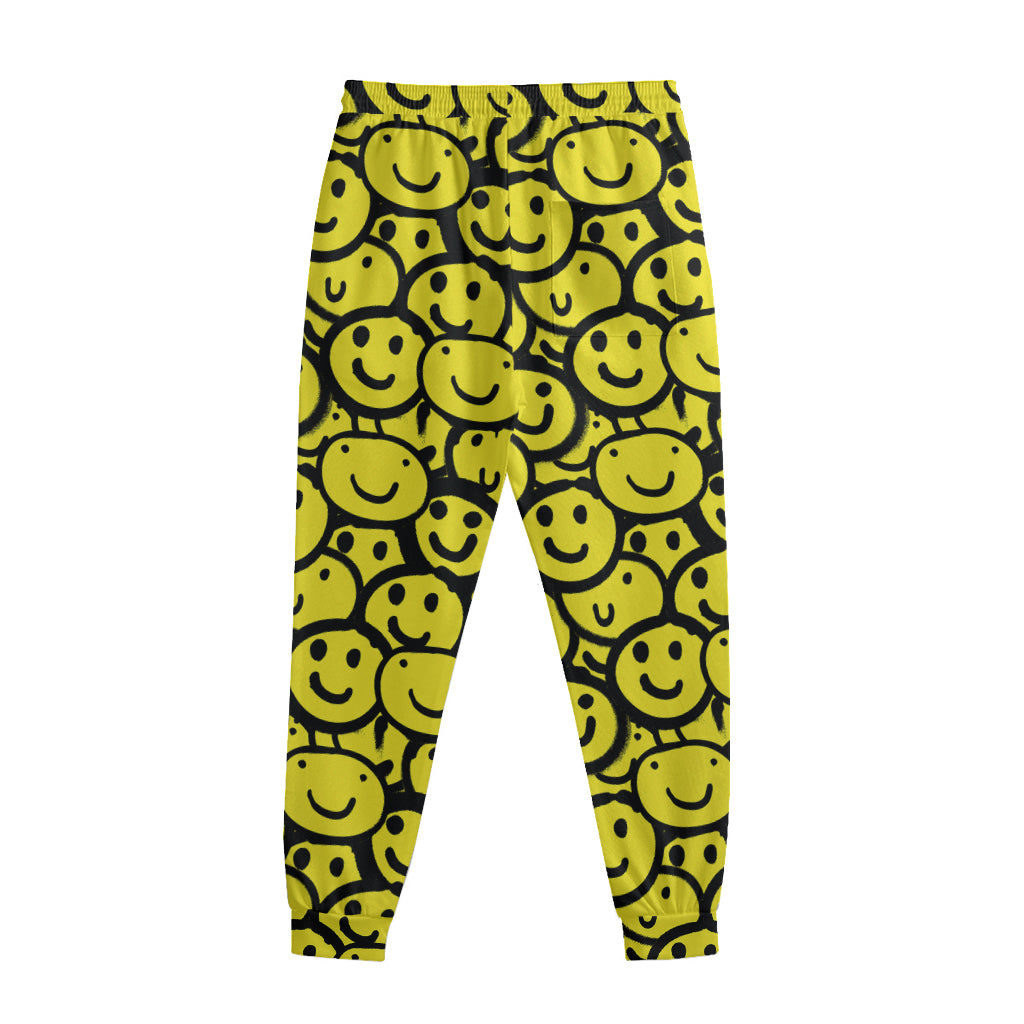 Graffiti Happy Emoji Pattern Print Sweatpants