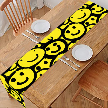 Graffiti Happy Emoji Pattern Print Table Runner