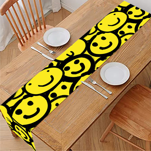 Graffiti Happy Emoji Pattern Print Table Runner