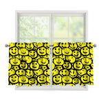 Graffiti Happy Emoji Pattern Print Tier Curtains
