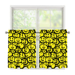 Graffiti Happy Emoji Pattern Print Tier Curtains