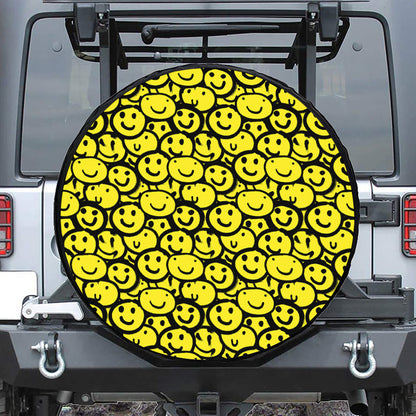 Graffiti Happy Emoji Pattern Print Tire Cover