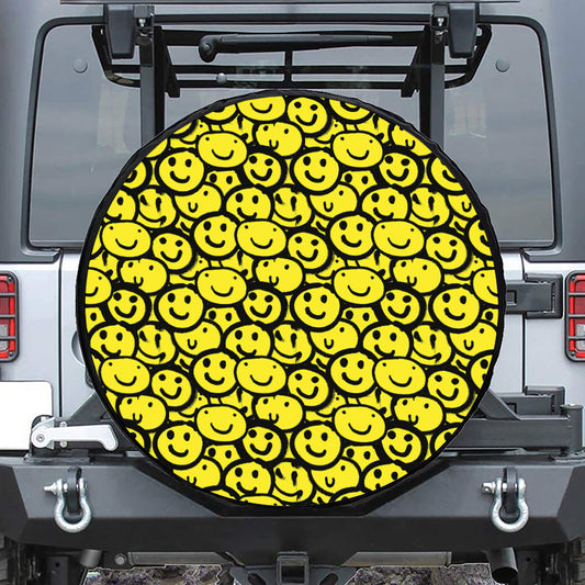 Graffiti Happy Emoji Pattern Print Tire Cover