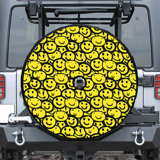 Graffiti Happy Emoji Pattern Print Tire Cover With Camera Hole