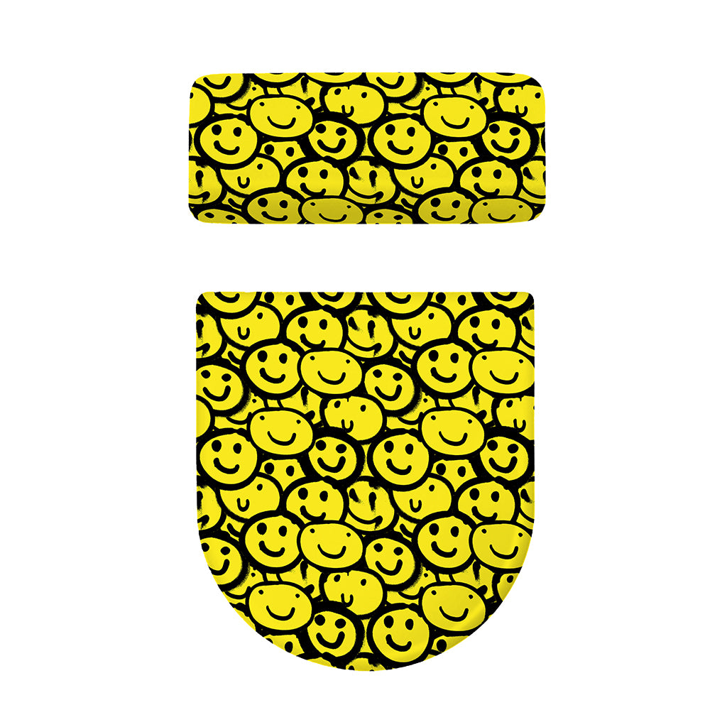 Graffiti Happy Emoji Pattern Print Toilet Lid And Tank Cover Set