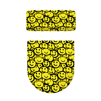 Graffiti Happy Emoji Pattern Print Toilet Lid And Tank Cover Set