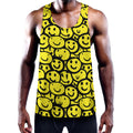 Graffiti Happy Emoji Pattern Print Men's Workout Tank Top