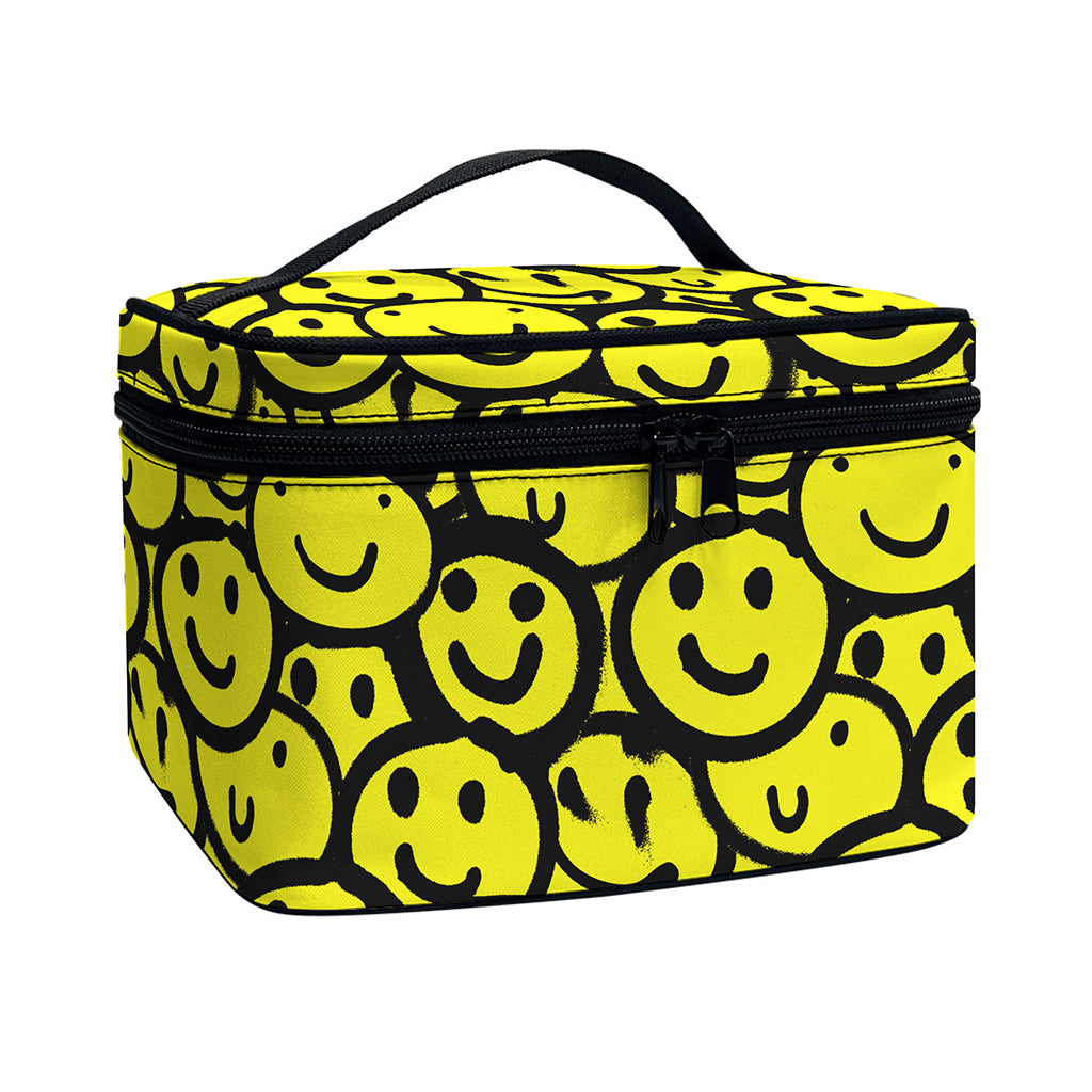 Graffiti Happy Emoji Pattern Print Travel Makeup Bag