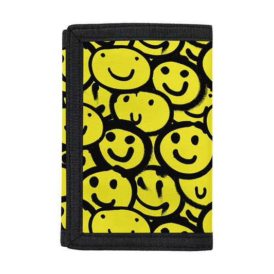 Graffiti Happy Emoji Pattern Print Trifold Wallet