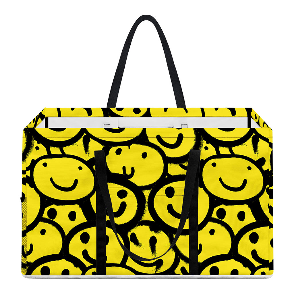 Graffiti Happy Emoji Pattern Print Utility Tote Bag