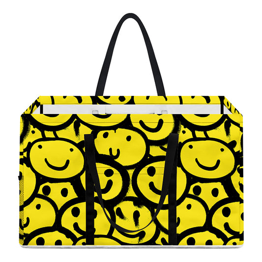 Graffiti Happy Emoji Pattern Print Utility Tote Bag