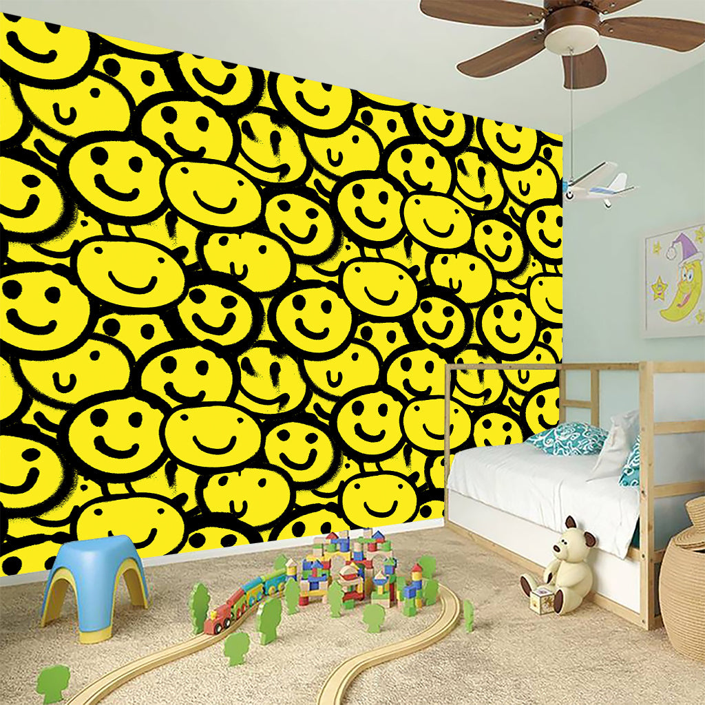 Graffiti Happy Emoji Pattern Print Wall Sticker