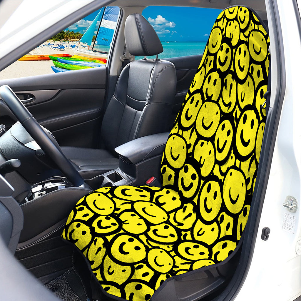 Graffiti Happy Emoji Pattern Print Waterproof Car Seat Cover