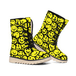Graffiti Happy Emoji Pattern Print Winter Boots