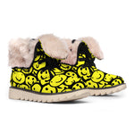 Graffiti Happy Emoji Pattern Print Winter Boots