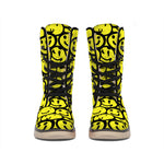 Graffiti Happy Emoji Pattern Print Winter Boots