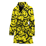 Graffiti Happy Emoji Pattern Print Women's Bathrobe