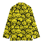 Graffiti Happy Emoji Pattern Print Women's Blazer