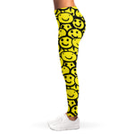 Graffiti Happy Emoji Pattern Print Women's Leggings