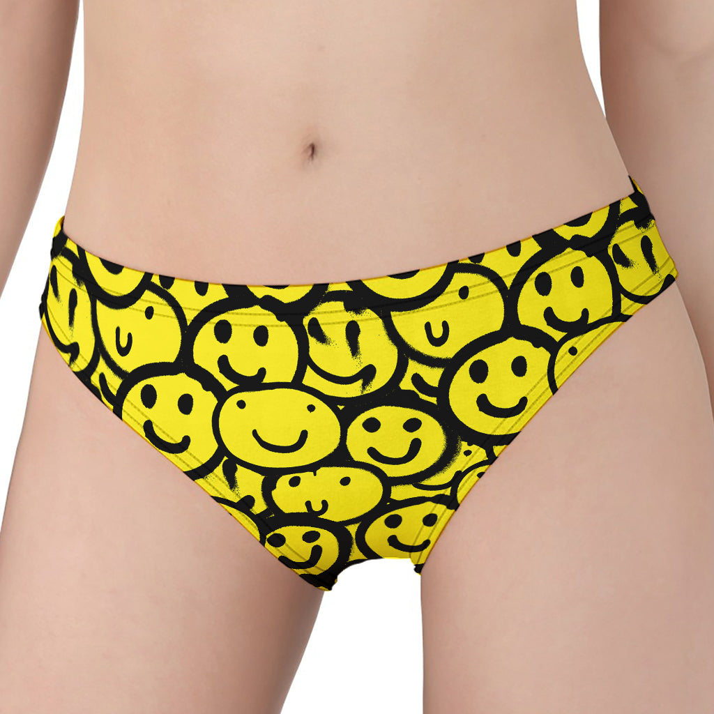 Graffiti Happy Emoji Pattern Print Women's Panties