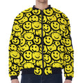 Graffiti Happy Emoji Pattern Print Zip Sleeve Bomber Jacket