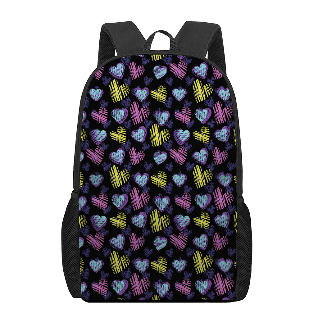 Graffiti Heart Pattern Print 17 Inch Backpack
