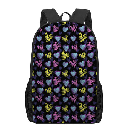 Graffiti Heart Pattern Print 17 Inch Backpack