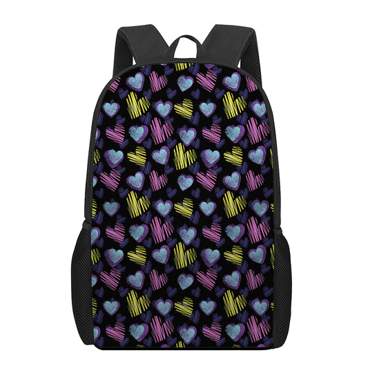 Graffiti Heart Pattern Print 17 Inch Backpack