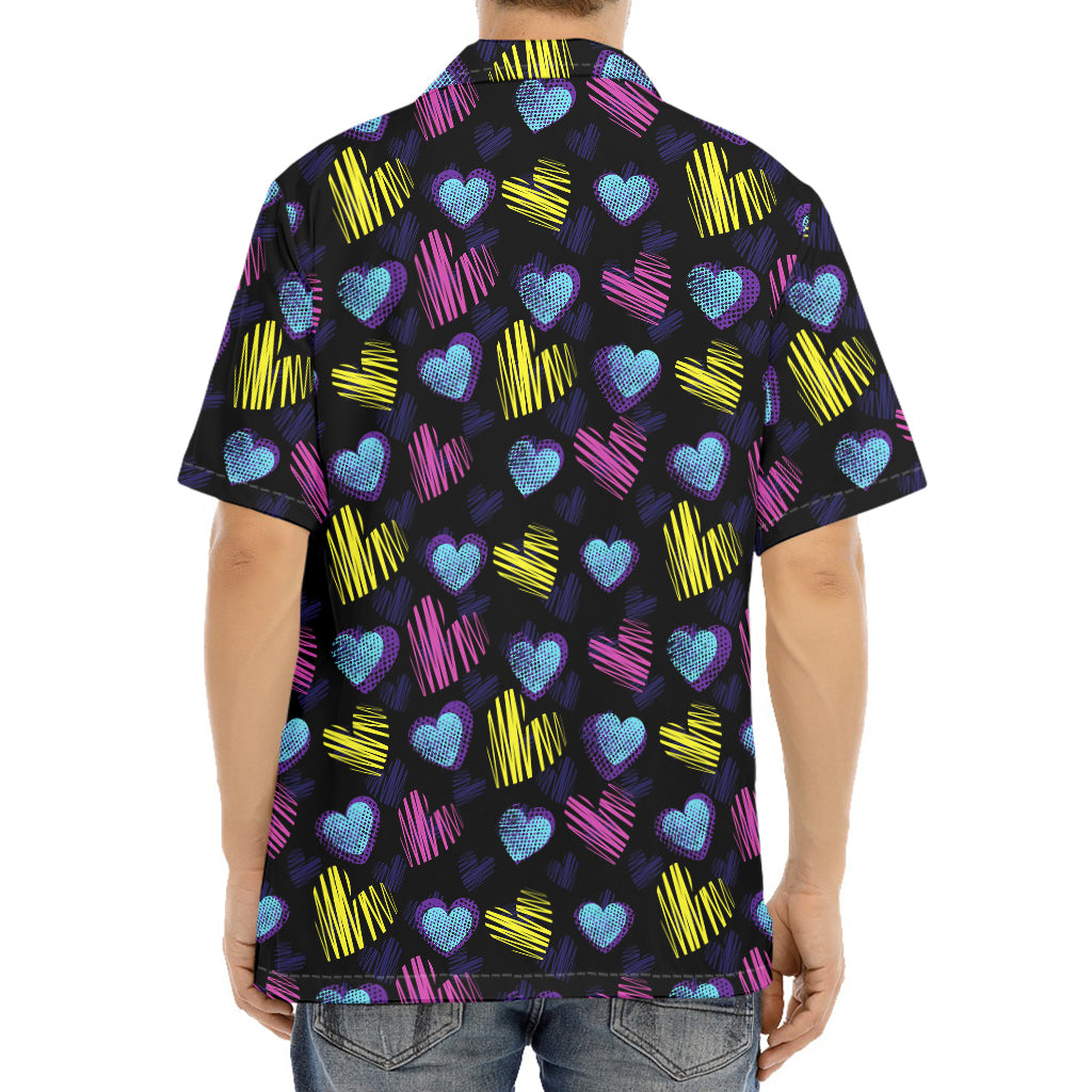 Graffiti Heart Pattern Print Aloha Shirt