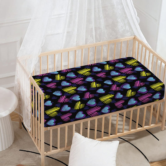 Graffiti Heart Pattern Print Baby Crib Sheet