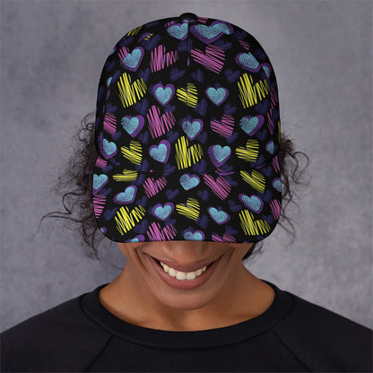 Graffiti Heart Pattern Print Baseball Cap