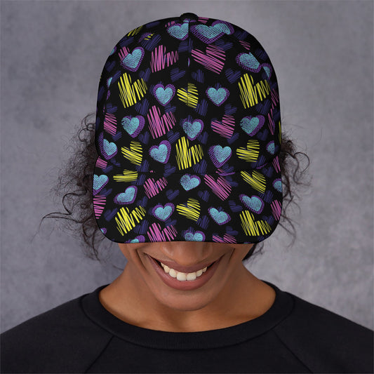 Graffiti Heart Pattern Print Baseball Cap