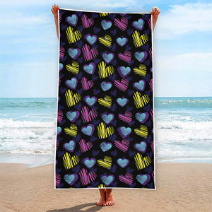 Graffiti Heart Pattern Print Beach Towel