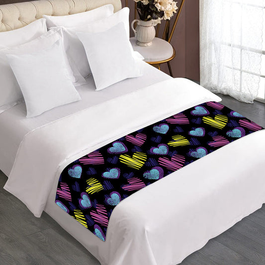 Graffiti Heart Pattern Print Bed Runner