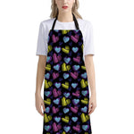 Graffiti Heart Pattern Print Bib Apron With Pocket