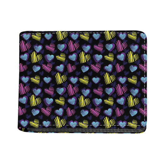Graffiti Heart Pattern Print Bifold Wallet