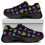 Graffiti Heart Pattern Print Black Chunky Shoes