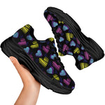 Graffiti Heart Pattern Print Black Chunky Shoes