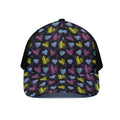 Graffiti Heart Pattern Print Black Mesh Trucker Hat