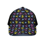 Graffiti Heart Pattern Print Black Mesh Trucker Cap