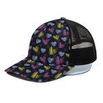 Graffiti Heart Pattern Print Black Mesh Trucker Cap