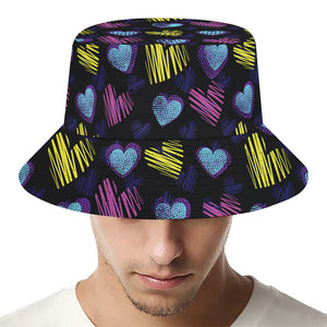 Graffiti Heart Pattern Print Bucket Hat