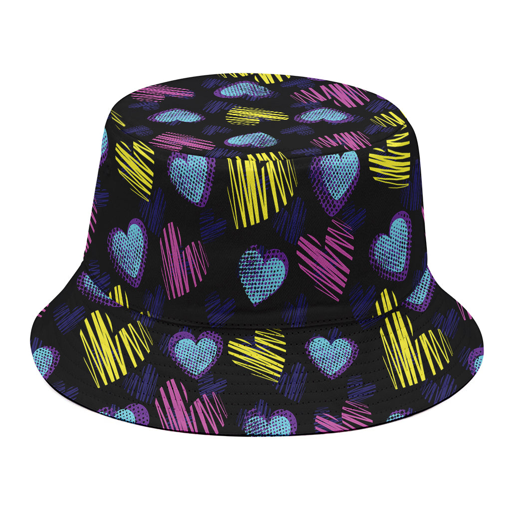 Graffiti Heart Pattern Print Bucket Hat