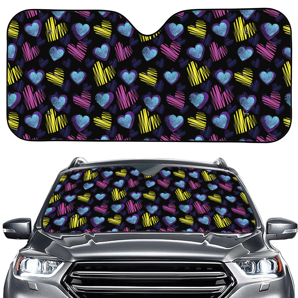 Graffiti Heart Pattern Print Car Windshield Sun Shade