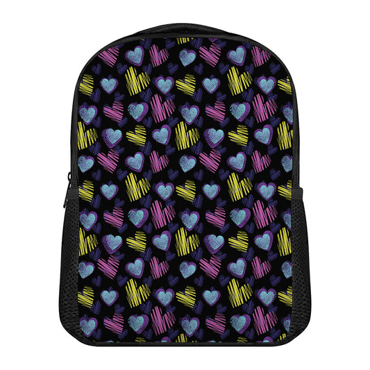 Graffiti Heart Pattern Print Casual Backpack