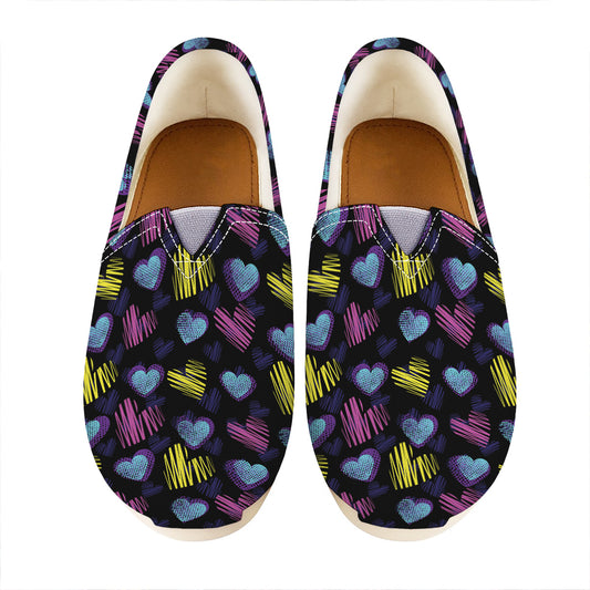 Graffiti Heart Pattern Print Casual Shoes