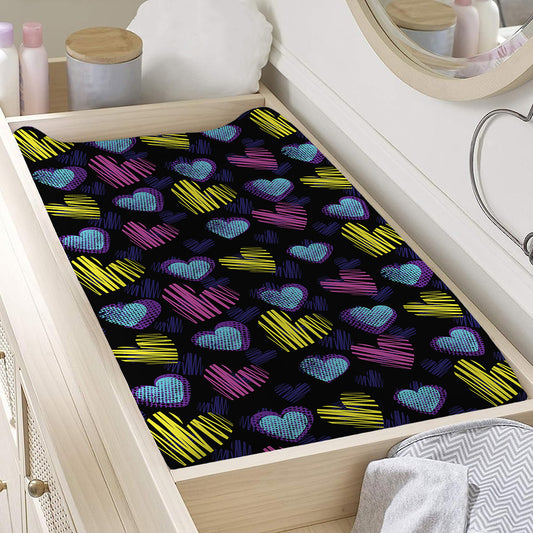 Graffiti Heart Pattern Print Changing Pad Cover
